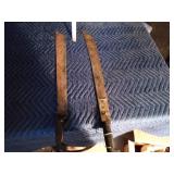 2 Large Machete and large serrated knife