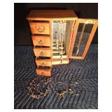 Wood Jewelry Box Full of Jewelry