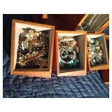 Wood Jewelry Box Full of Jewelry