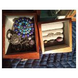 Wood Jewelry Box Full of Jewelry