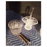 Waterford Crystal Flower Pot and Vintage Pedestal Glass - see description for more info