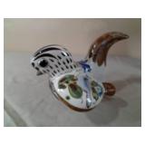 Vintage Mexican Folk Art Pottery of a Quail or Chicken Signed initials by Ken Edwards on the Bottom