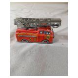 Vintage 1950’s Tin Lithograph Wind Up Fire Truck Toy