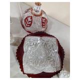 Vintage Ruby Red Cut to Clear Crystal Dishes