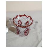 Vintage Ruby Red Cut to Clear Crystal Dishes