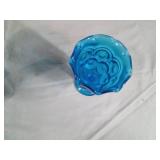 2 Vintage L.L. Smith Moon and Stars Blue Glass Pedestal Dishes