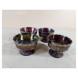 4 Carnival Glass Sherbet Dishes
