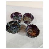 4 Carnival Glass Sherbet Dishes