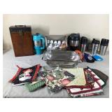 Keurig Pods - Wood Box - Insulated Coffee Mugs - Koozies and Oblong Strainer