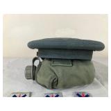 Vintage Army Cap, Canteen and Patches