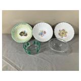 2 - Pyrex Serving Bowls, 3 Misc. Bowls and 2 of them are 22k Gold Trimmed