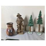 Fish Coasters, Ceramic Fish, Metal Fish, Old Man Wood Musician Figurine, Ceramic Trees, Small Vase
