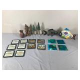 Fish Coasters, Ceramic Fish, Metal Fish, Old Man Wood Musician Figurine, Ceramic Trees, Small Vase