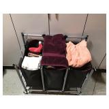 3 Bin Laundry Hamper Full of Bath, Beach, Hand and Dish Towels