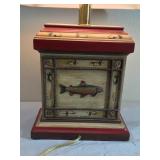 Lamp with Fly Fishing Theme on it