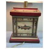 Lamp with Fly Fishing Theme on it