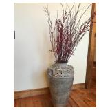 Home Decor - Large Vase with Branches for Decoration and Elephant Heads on Each Side