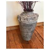 Home Decor - Large Vase with Branches for Decoration and Elephant Heads on Each Side
