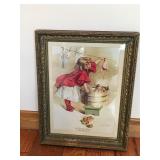 Framed Picture  - Artist Maud Humphrey “A Busy Day”