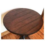 Adjustable Metal Framed Solid Wood Accent Round Table - Smoke Free