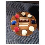 Vintage poker chip set with cards in case with cover