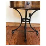 Solid Wood Metal Framed Round End Storage Table by Hammary Furniture - Smoke Free