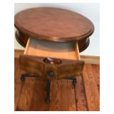 Solid Wood Metal Framed Round End Storage Table by Hammary Furniture - Smoke Free