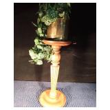 Solid wood plant stand with planter