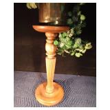 Solid wood plant stand with planter
