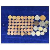 Lot of 58 Foreign Coins - Some Silver - See description for more info