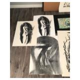 Large Box of Art Drawings - See description for more info