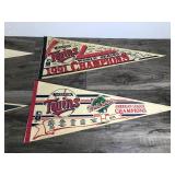 4 - Vintage Baseball Pennants - 3 Minnesota Twins and 1 Aberdeen Pheasants Baseball Club