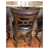 Set of 4 swivel bar stools with leather seat and back - Smoke Free