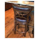 Set of 4 swivel bar stools with leather seat and back - Smoke Free