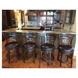 Set of 4 swivel bar stools with leather seat and back - Smoke Free
