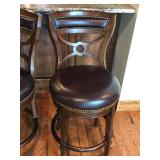 Set of 4 swivel bar stools with leather seat and back - Smoke Free