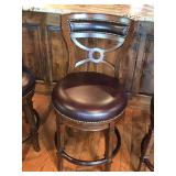 Set of 4 swivel bar stools with leather seat and back - Smoke Free