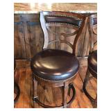 Set of 4 swivel bar stools with leather seat and back - Smoke Free