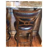 Set of 4 swivel bar stools with leather seat and back - Smoke Free