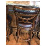 Set of 4 swivel bar stools with leather seat and back - Smoke Free