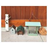 2 Bird houses and 2 bird feeders