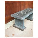 3pc concrete garden bench with angels on top of bench