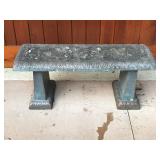 3pc concrete garden bench with angels on top of bench