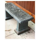 3pc concrete garden bench with angels on top of bench