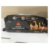 Box of 12 - 8oz wood fire starter, new Pine Mountain ultra flame fire log and 2 skewers