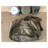 Vintage cub scouts travel bag with canteen and mess kitwith utensils
