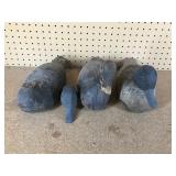 3 Hand carved wood decoys