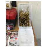 Table with Hornaday lock n load auto progressive reloading press attached with reloading equipment and more- can be shipped without table