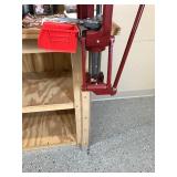Table with Hornaday lock n load auto progressive reloading press attached with reloading equipment and more- can be shipped without table