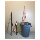 Rubber-maid 44 gal. trash cans, the weed hound, Vigaro branch cutter and more